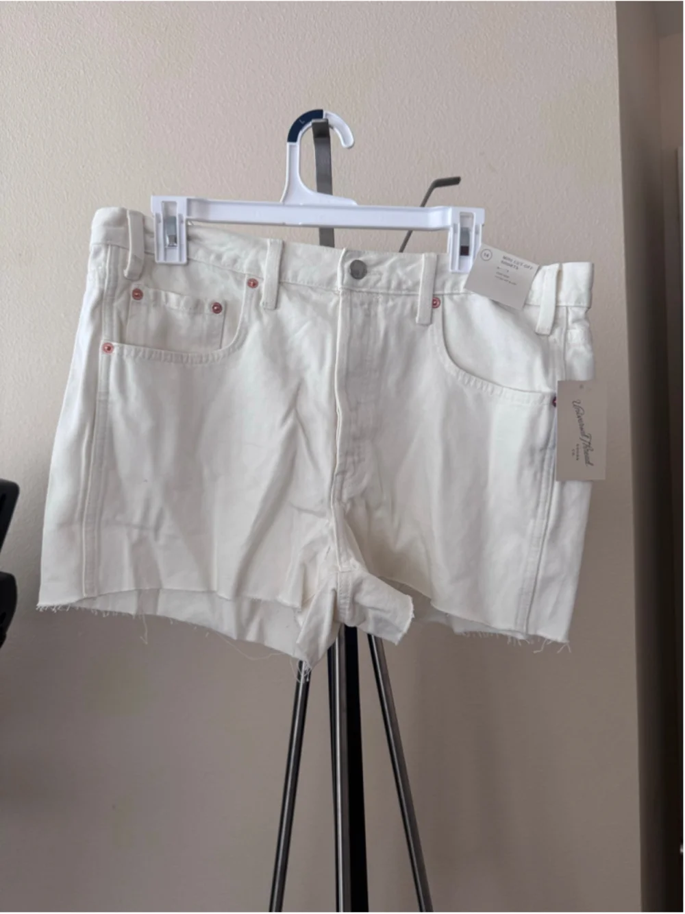 Women's Universal Thread Cream Mini Cut-Off Jean Shorts Size 14